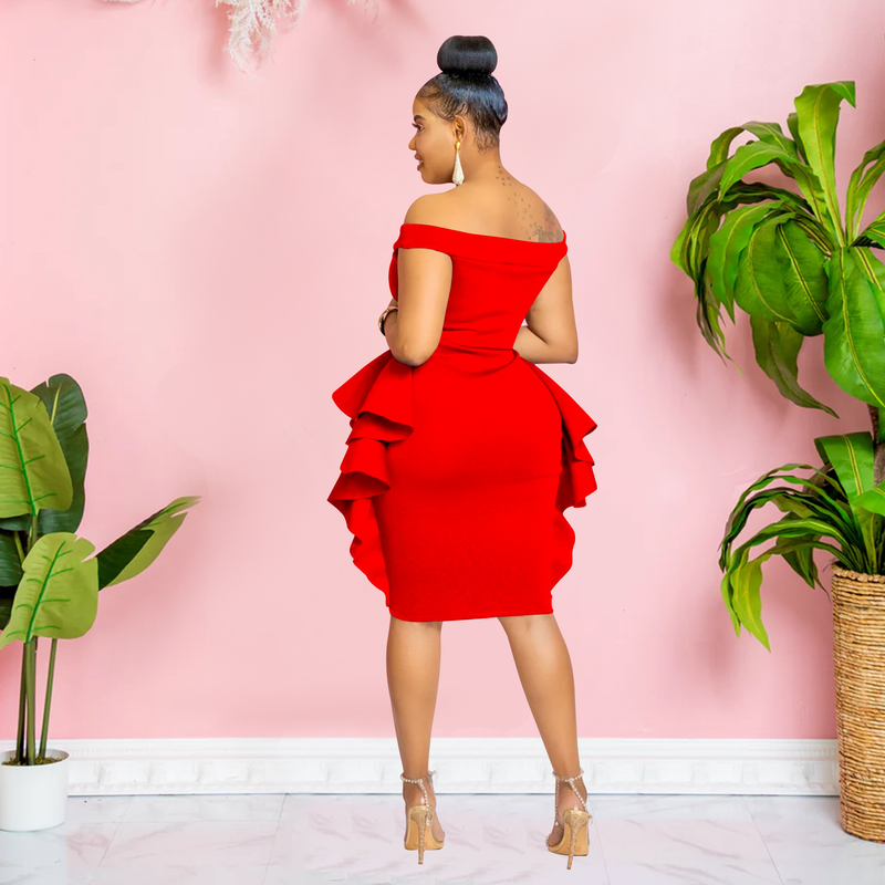 Women's solid color sleeveless ruffle skirt dress for women_autovado.com