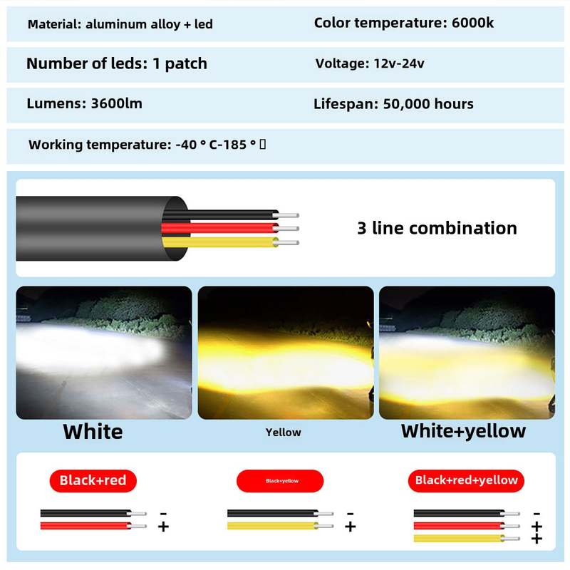 Motorcycle LED Electric Vehicle Lights, Battery External Spotlights, Dual Light Modified Lights_autovado.com