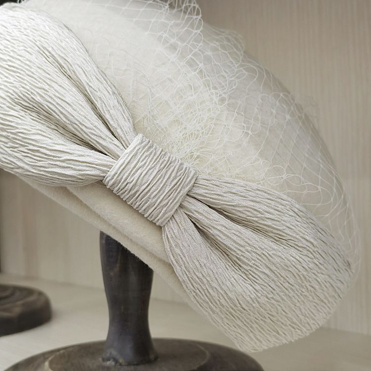 Hot Sale French Beret for Women Winter Veil Netting Bow Fascinator Hats Ladies Wedding Party Church Fedora Hat_autovado.com