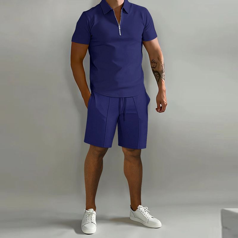 Men's Polo Casual Loose Short Sleeve Shorts Tracksuit_autovado.com