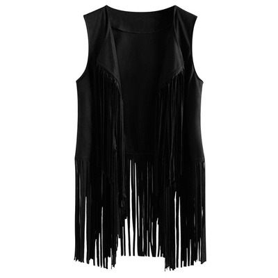 Slim slim sleeveless vest with fringe clip for women_autovado.com
