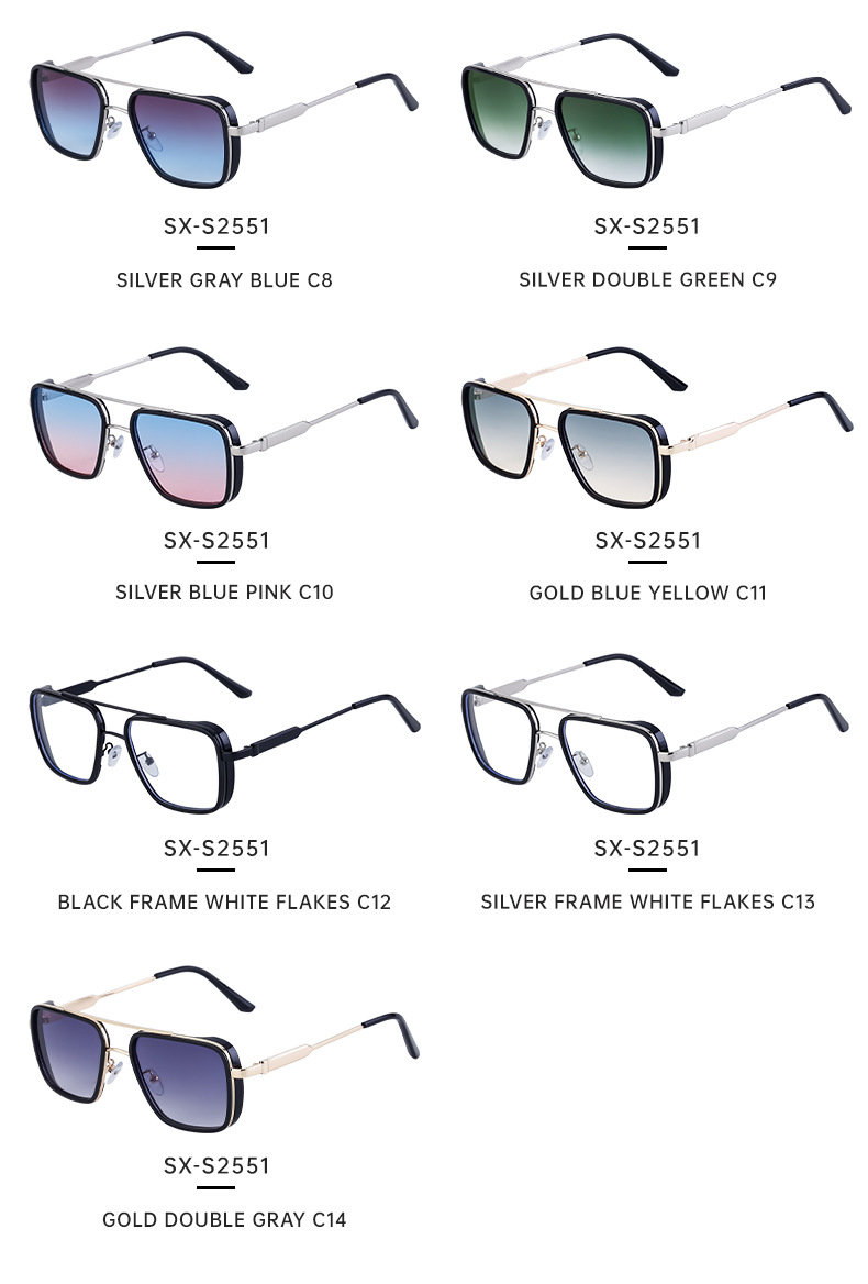 2024 New European and American Retro Punk Style Sunglasses Men's Sun Protection Square Frame Sunglasses Men's Cross-Border Wholesale Shades_autovado.com