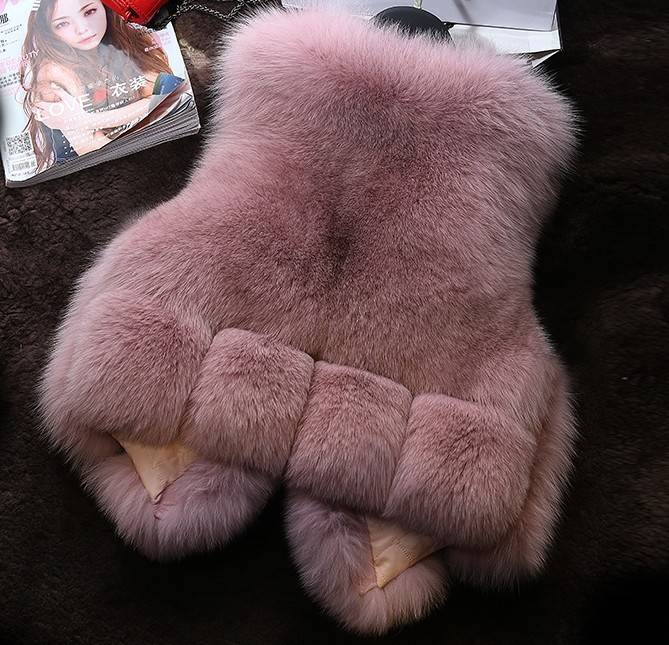 Women's Clothing Fox Fur Vest Women's Winter Vest Ladies Stitching Vest Short Fur Coat_autovado.com