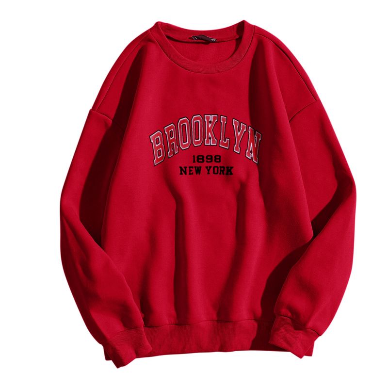 Women's Clothing 2024 autumn new round neck long sleeve letter women's casual outer wear plus velvet large size sweater tops women _autovado.com