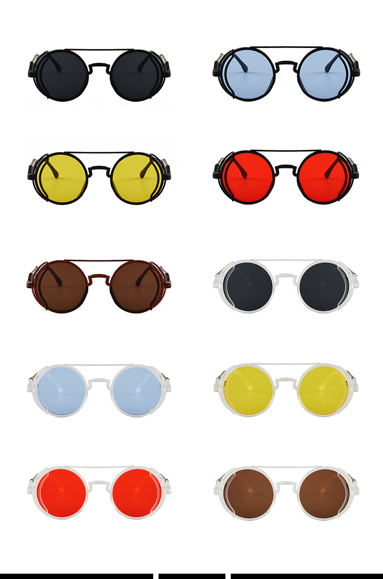 Unisex Cyberpunk trend Retro sunglasses Round sunglasses_autovado.com