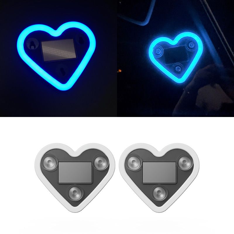 New Solar Heart Atmosphere Car Decorative Triangle Window Ambient Heart-shaped Neon Light_autovado.com