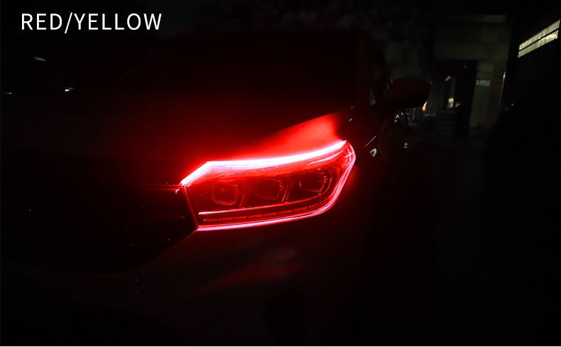 Car Ultra-Thin LED Daytime Running Guide Flowing Dual Color With Turn Signal Universal Silicone Decorative Light Strip_autovado.com
