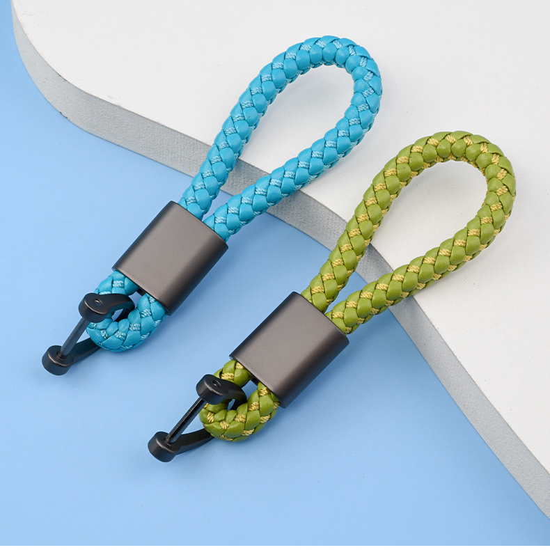 Simple Braided Rope Keychain Car Leather Decorative Keychain Fashion Creative Bag Portable Anti Lost Horseshoe Buckle_autovado.com