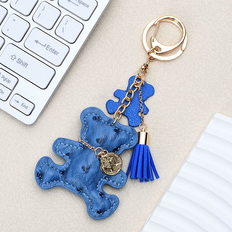 Ins Style Cute Necklace Bear Leather Key Pendant Creative Cartoon Ladies Bag Car Key Chain_autovado.com