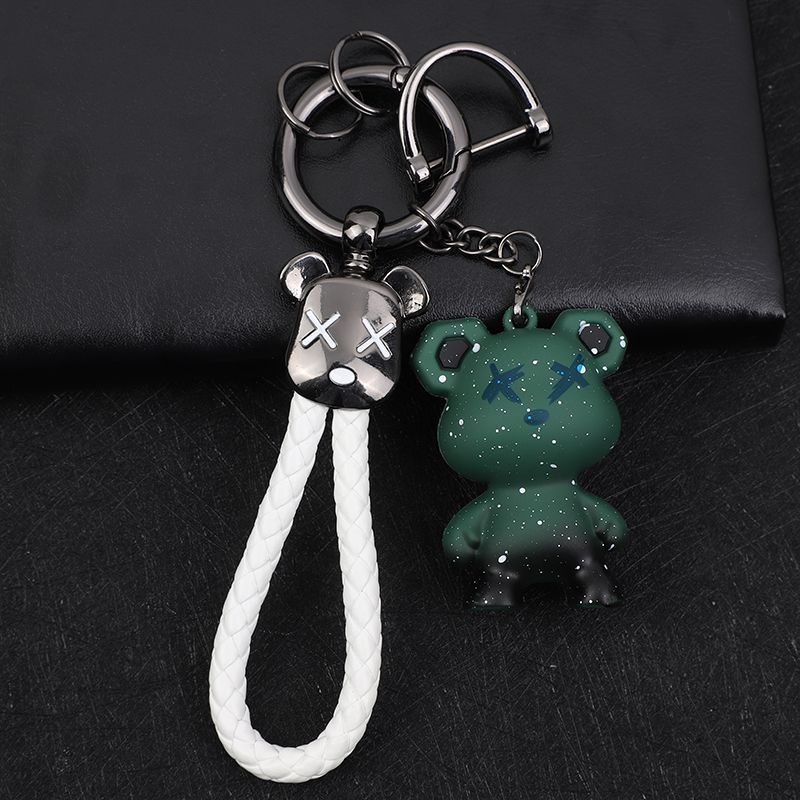 Chameleon Bear Keychain Braided Rope Car Keychain Female Cartoon Bear Creative Couple Exquisite Bag Pendant_autovado.com