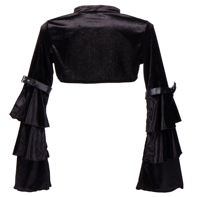 Women's Clothing Short slim dress coat Women's long sleeved small cape waistcoat Spring and autumn casual velvet small outerwear top_autovado.com