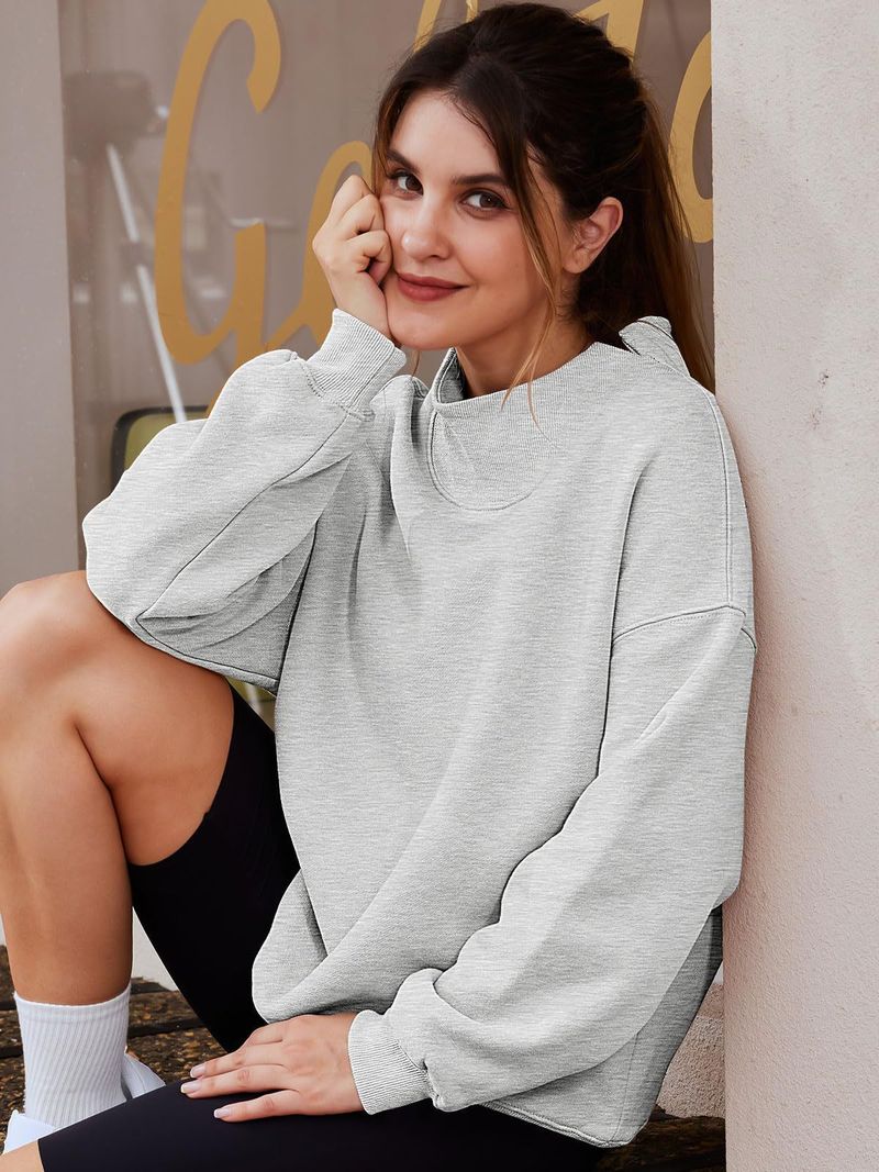 Women's sweatshirt long sleeve turtleneck pullover sweatshirt casual sweatshirt fleece top_autovado.com