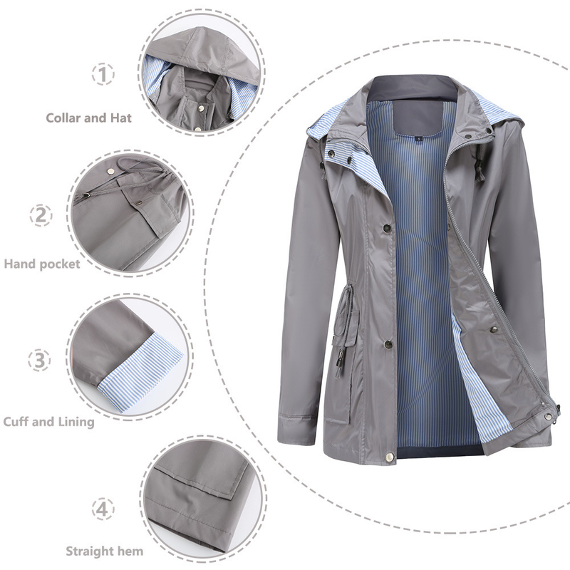Women's Clothing new autumn and winter detachable hood windbreaker women women's clothing large size women's jacket raincoat_autovado.com
