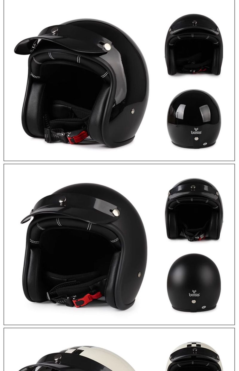 Retro Motorcycle Helmet 3/4 Open Face With Bluetooth & Interchangeable Goggles - ABS Lightweight Safety Helmet For Men & Women_autovado.com