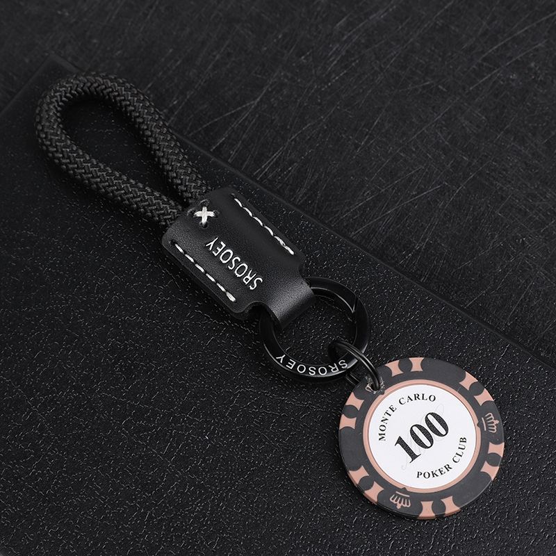 High Grade Original Cowhide Good Luck Chips Car Keychain Pendant Couple Personality Men And Women Bag Pendant Ring Chain Trend_autovado.com