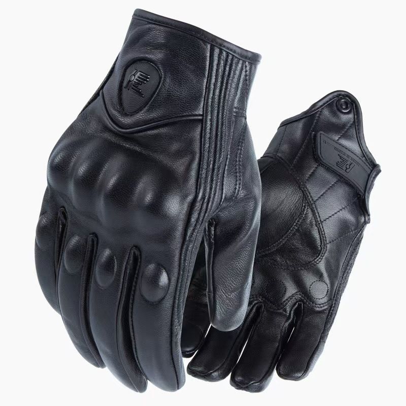 Motorcycle Genuine Leather Gloves Autumn Winter Men Women Sheepskin Protective Anti-Slip Outdoor Motorbike Riding_autovado.com