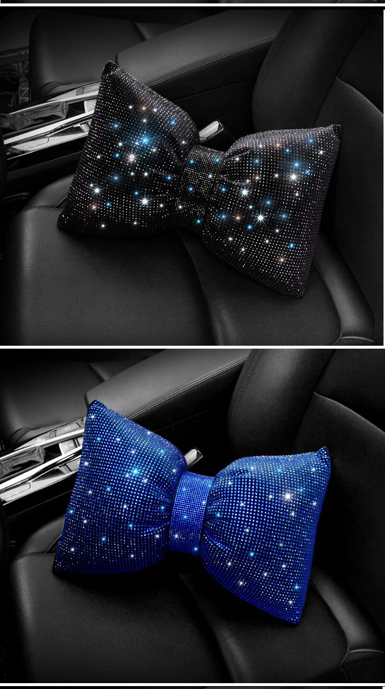 Car supplies wholesale car neck pillow pillow pillow female multicolor full diamond car headrest waist_autovado.com