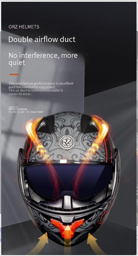 Motorcycle Accessories & Parts flip up helmet double lens helmet men and women Bluetooth full helmet half helmet four seasons tail wing large size_autovado.com