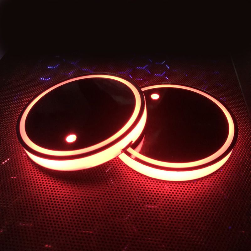 Automotive LED Luminous Water Mat Pattern Can Be Modified With Acrylic Car Cup Slot Ambient Light 68MM Diameter Seven_autovado.com