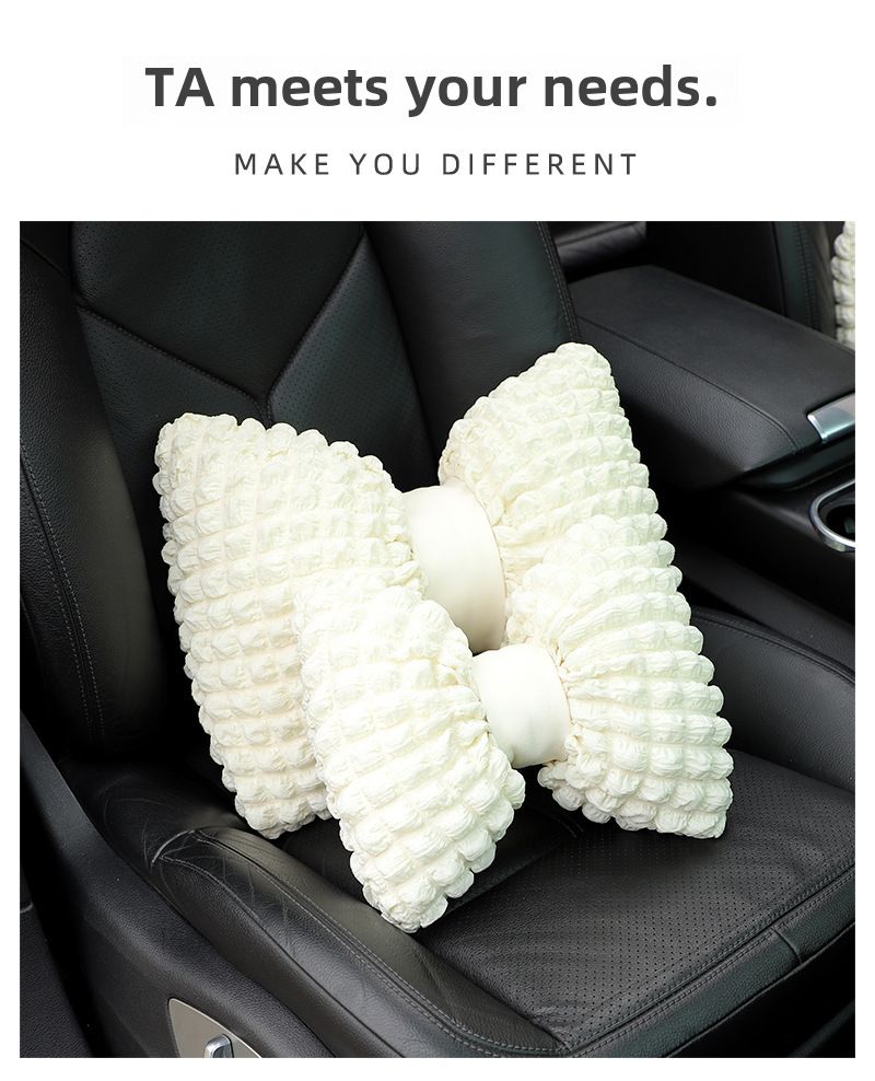 Car Headrest Neck Pillow Puff Car Seat Breathable Comfortable Headrest Internet Popular Car Interior Supplies Women_autovado.com