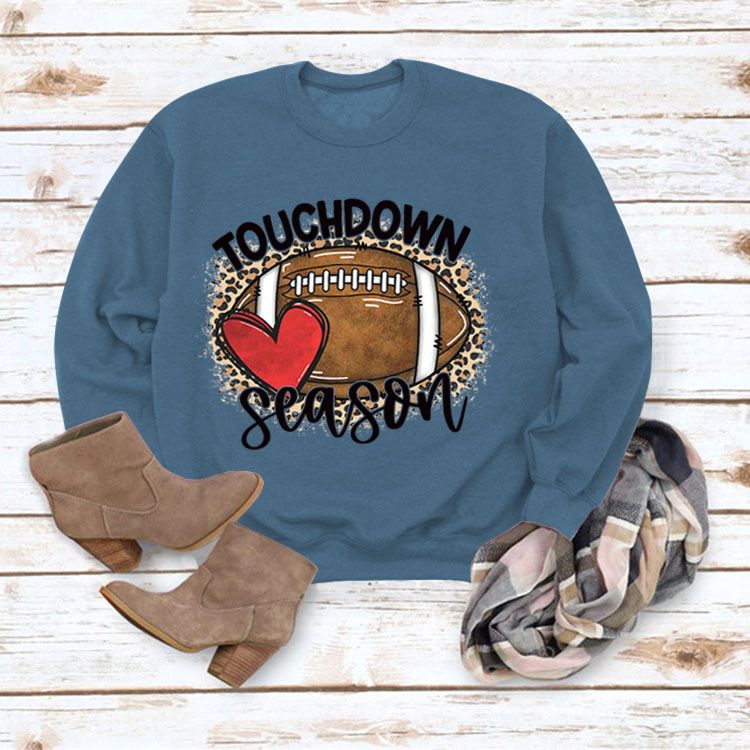Women's Clothing Site Ready Stock Simple Pullover Crewneck Top T shirt TouchDown Print Loose Sweatshirt_autovado.com