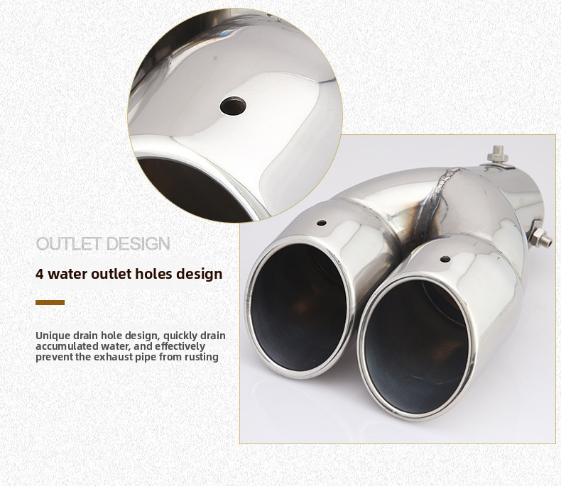 Cross-Border Hot-Selling Tail Thickened Stainless Steel Universal Model Blue Coated Slanted Double Row Car Exhaust Pipe_autovado.com