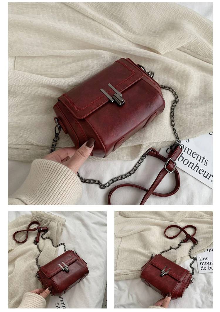 Vintage Trend Women's Crossbody Bag Chain Hasp Zipper PU Leather Square Shoulder Bags Chic Lady Versatile Pack_autovado.com