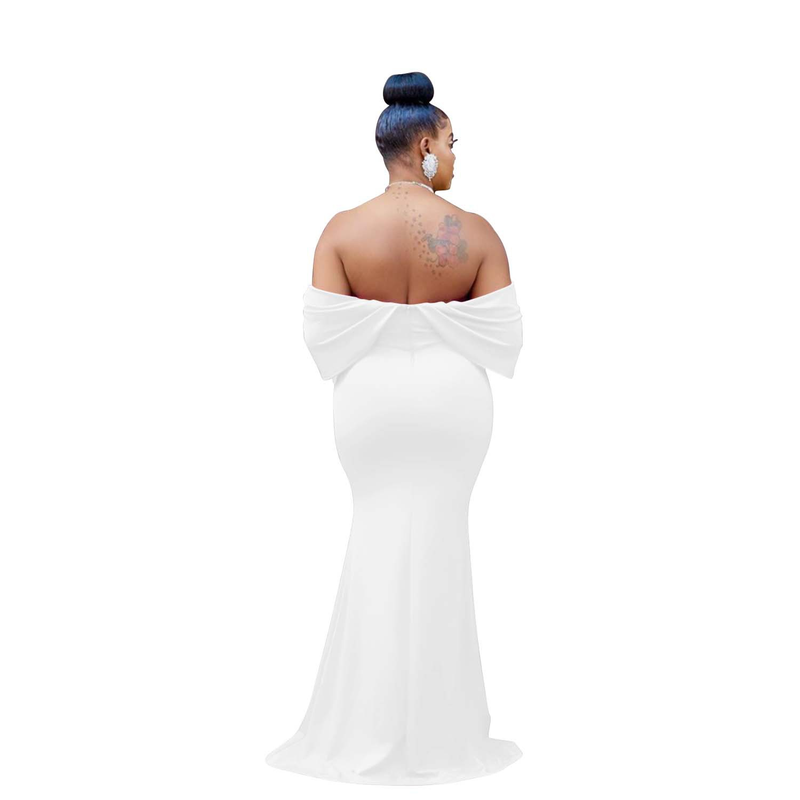 Women's Clothing fashion women's solid color one-shoulder deep V backless fishtail dress_autovado.com