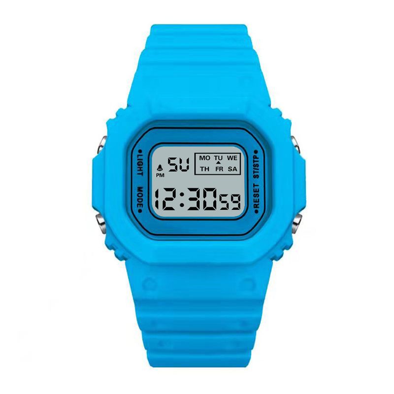 Matcha Green Solid Color Square Watch Student Youth Outdoor Sports Waterproof Multi-function LED Electronic Watch_autovado.com