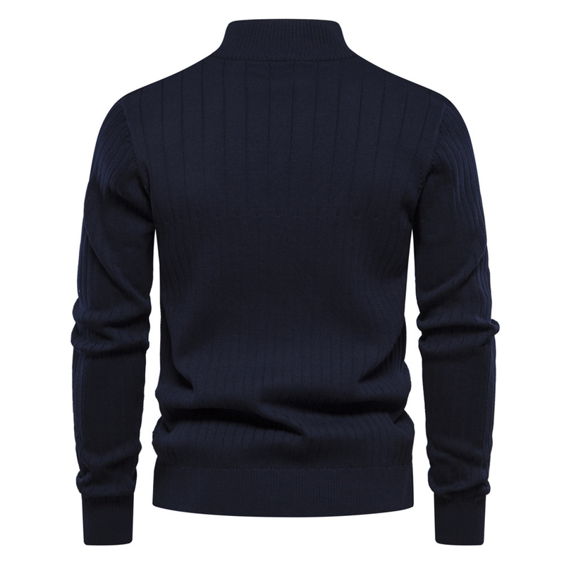 Man's clothing Stand collar men's sweater half zip solid color sweater quality men's wear_autovado.com