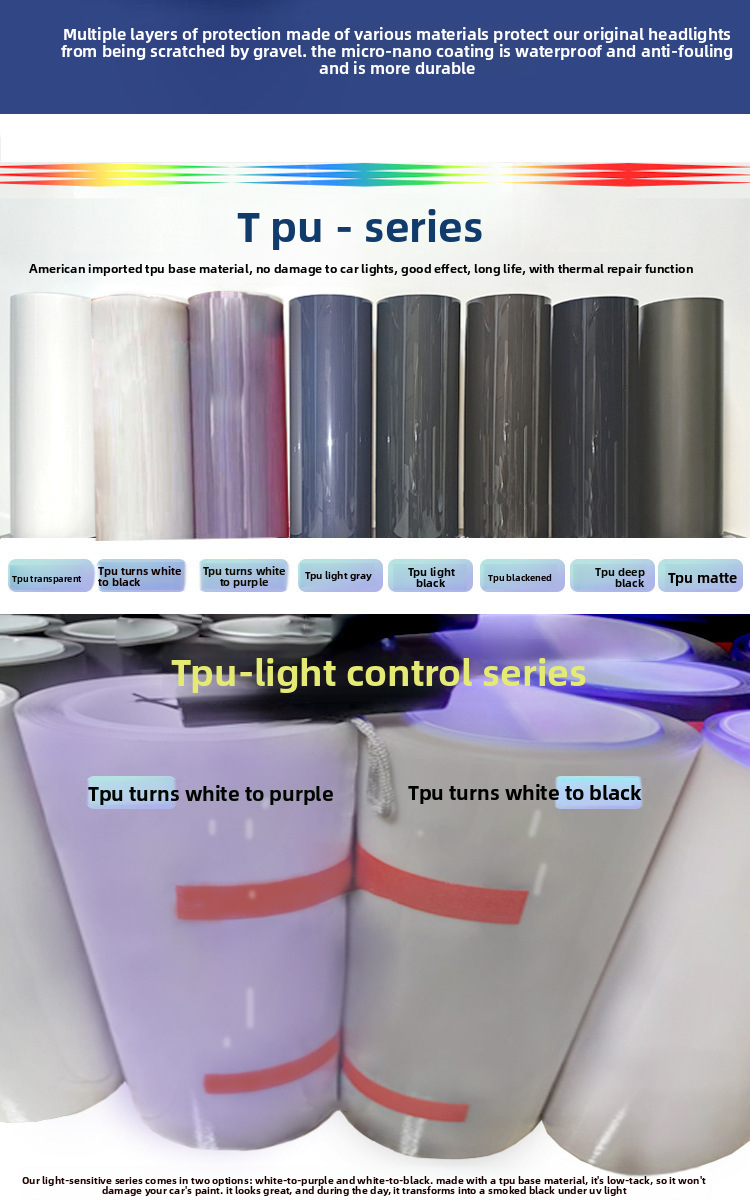 Factory Direct TPU Headlight Protective Control White To Black Tail Tinting Self-Repairing Car Light Film_autovado.com