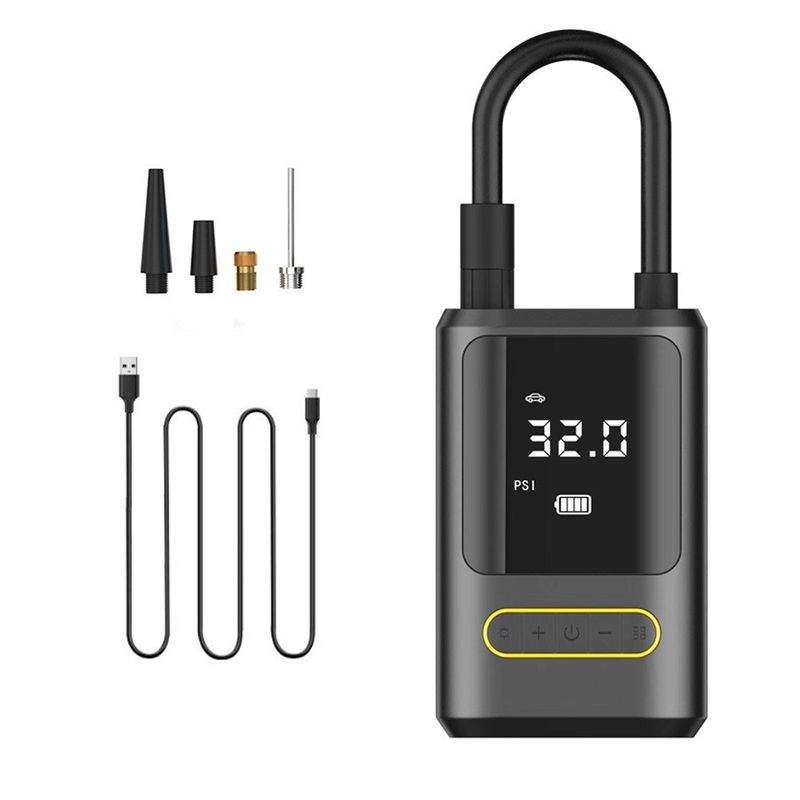Mini Portable Car Air Pump Bicycle Electric Tire Inflator Handheld Wireless Charging Digital Display_autovado.com
