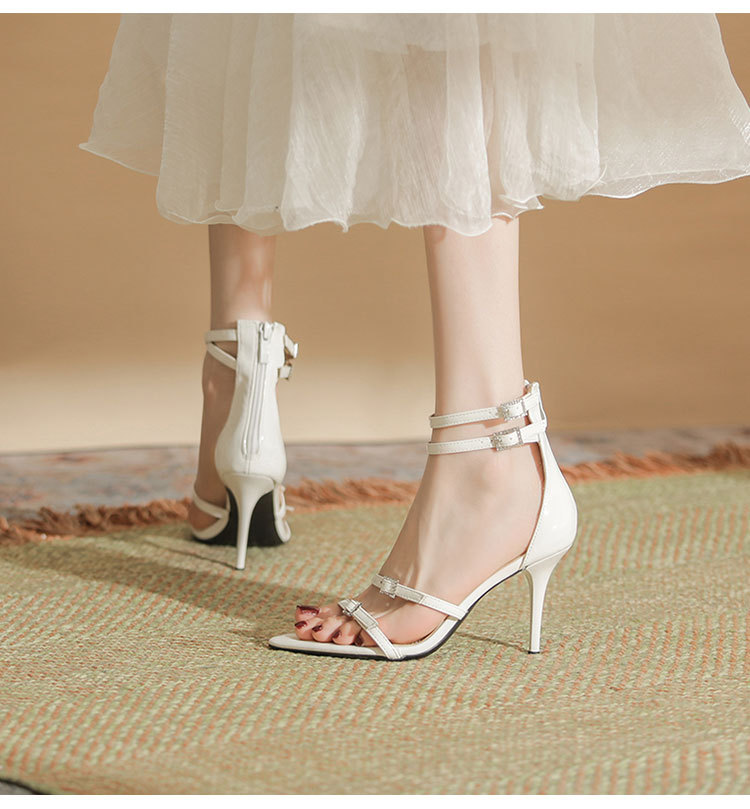 Women's fashion line with thin heel medium heel everything simple fairy high heel sandals_autovado.com