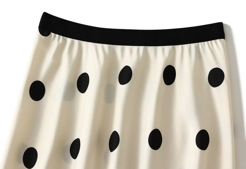 The new acetic acid wave point half skirt women's French retro satin A-line skirt fishtail skirt_autovado.com
