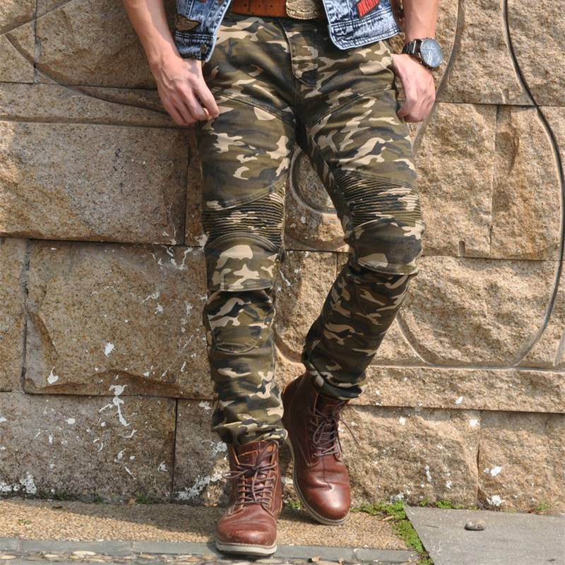 Men's Camo Stretch Jeans - Motorcycle Riding Pants With Breathable Fabric, Comfort Fit For Casual & Outdoor Activities (S-XXXL)_autovado.com