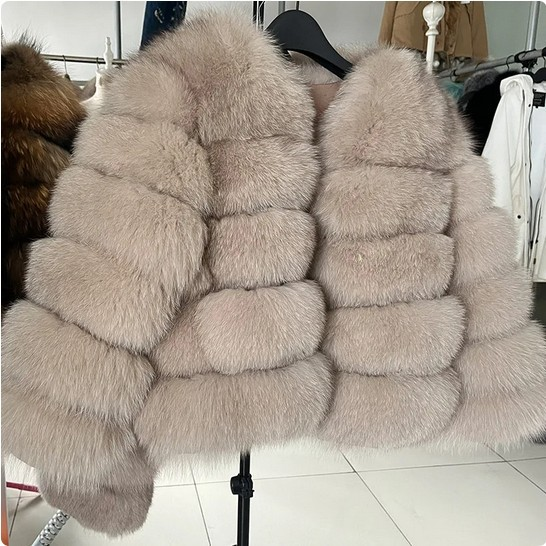 Women's Clothing fur coat fox fur patchwork winter thick warm long sleeve short fur coat_autovado.com