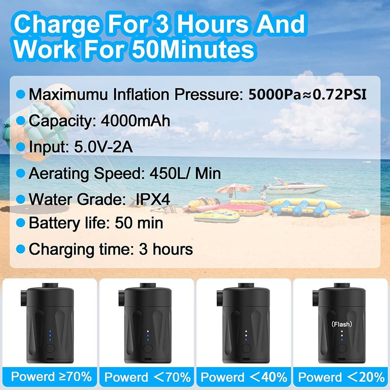 Inflatable Pump Portable Battery Pump Outdoor Wireless Swimming Pool Inflatable Boat Inflatable Bed Vacuum Compression Bag Air Pump_autovado.com