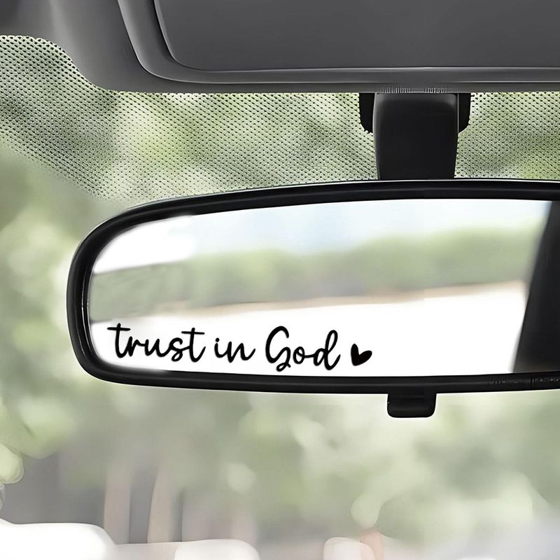 2 pack Trust in god car rearview mirror makeup mirror life decoration stickers_autovado.com