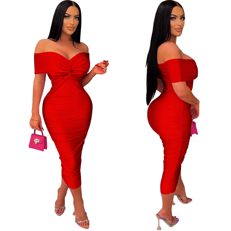 Women's solid color pleated sleeveless long skirt tube top dress_autovado.com