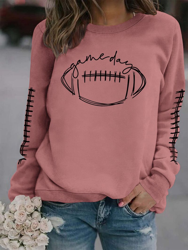 Women's Clothing new autumn game day print fashion sweater spot trend long sleeve_autovado.com