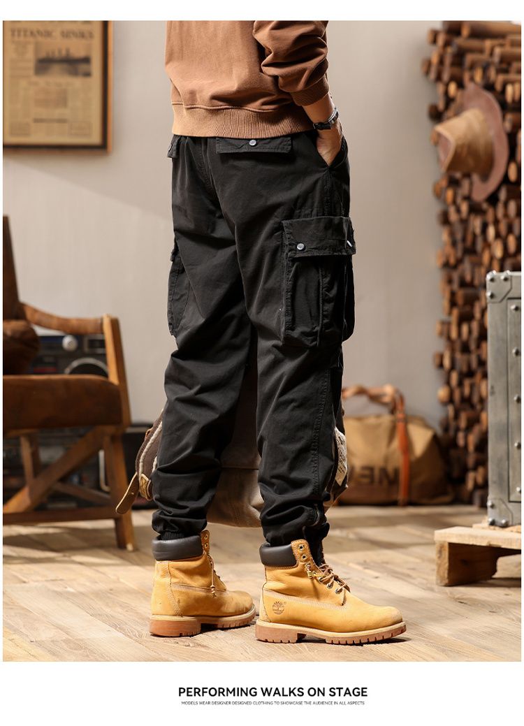 Japanese retro design overalls trousers casual trousers men's 2024 new versatile simple high street fashion loose_autovado.com