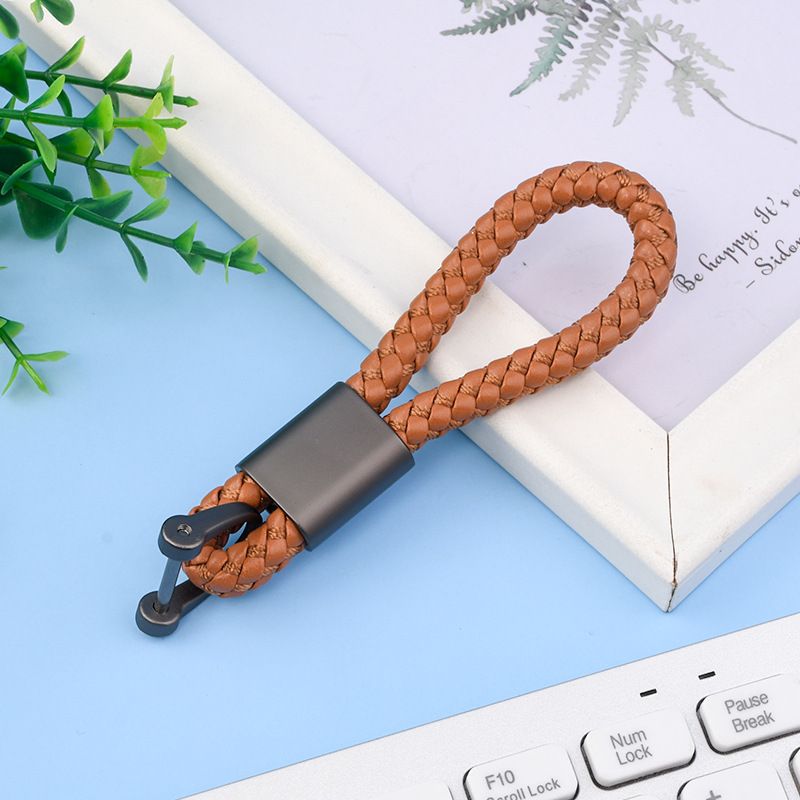 Simple Braided Rope Keychain Car Leather Decorative Keychain Fashion Creative Bag Portable Anti Lost Horseshoe Buckle_autovado.com