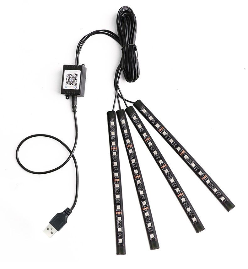 Car LED 12 Lights Colorful Sound Drag Four 48SMD Music With Remote Control USB Foot Atmosphere Light RGB_autovado.com