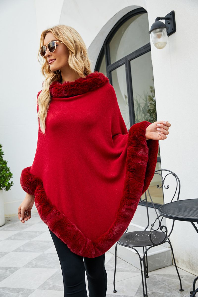 Women's Clothing 2023 autumn and winter new women's clothing shawl tassel cape fur collar pullover sweater women_autovado.com