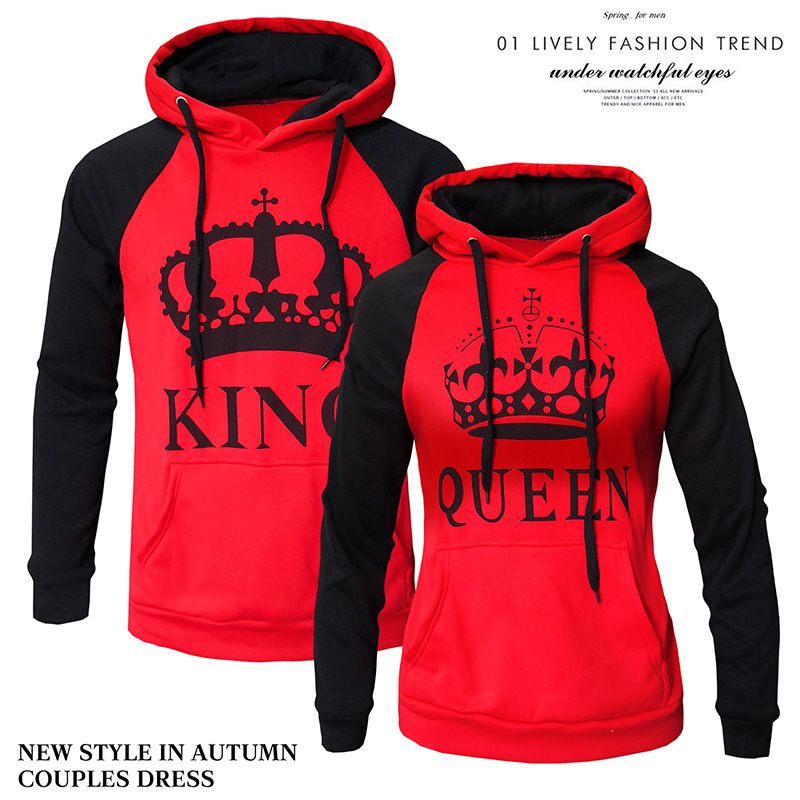 Men's Clothing autumn and winter new hooded pullover color matching couple sweatshirt_autovado.com