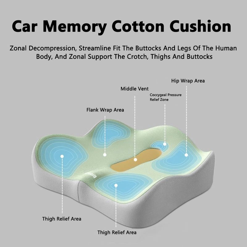 Car Soft Memory Foam Automobile Support Hollow Seat Cushion Slow Pressure Breathable Anti Slip Hip Pad_autovado.com