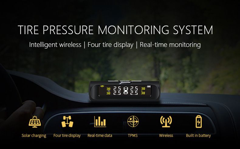 Solar-Powered Wireless TPMS With Color LCD Screen - Real-Time Tire Pressure Monitoring System With Audible Alerts For Cars/SUVs_autovado.com