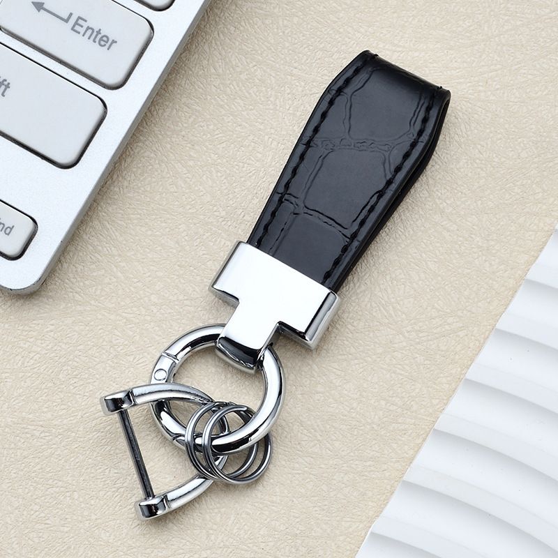 Simple Leather Bag Pendant Creative Horseshoe Buckle Leather Key Accessories New Fashion Leather Rope Car Key Chain_autovado.com