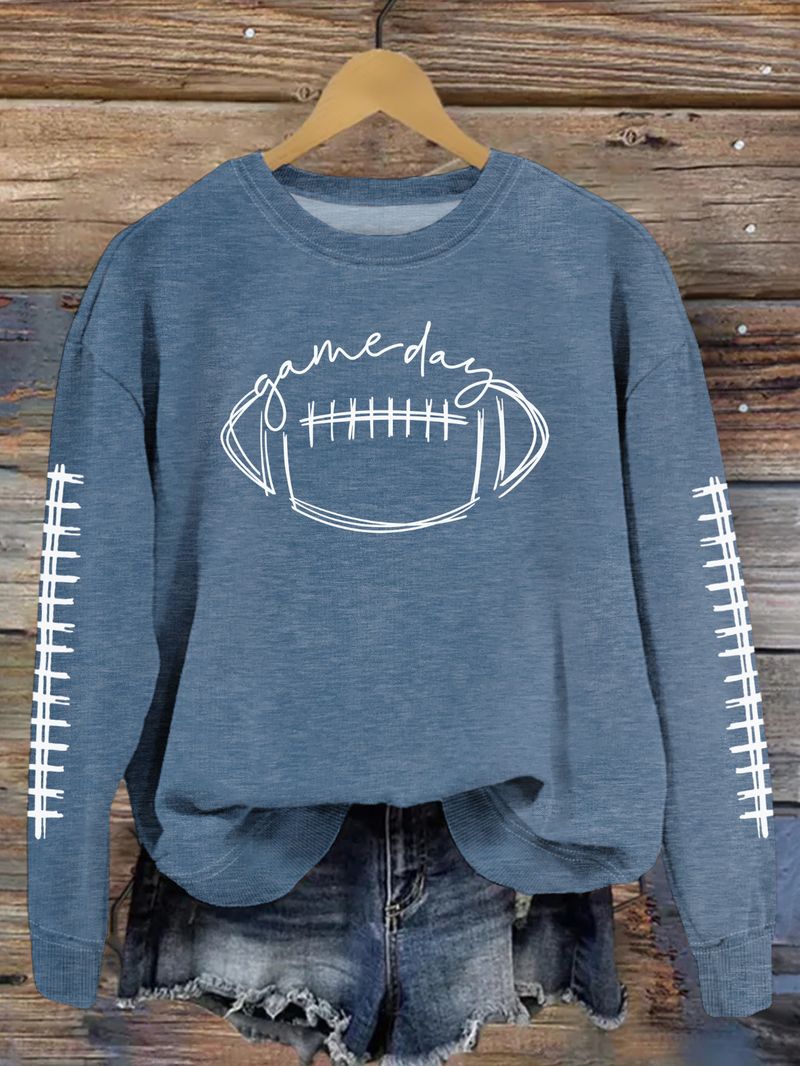 Women's Clothing new autumn game day print fashion sweater spot trend long sleeve_autovado.com
