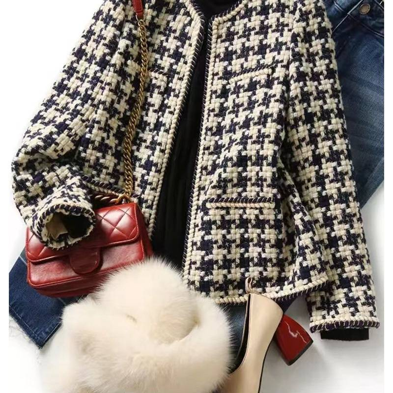 Women's Clothing Wool tweed jacket spring and autumn short style fashionable_autovado.com